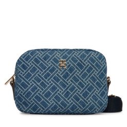 Torebka Tommy Hilfiger. Niebieskie listonoszki TOMMY HILFIGER, bez wzorów, z denimu, bez dodatków. Za 409.99 zł.