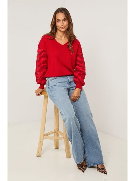 Soft Cashmere Sweter w kolorze czerwonym rozmiar: 38/40. Czerwone swetry Soft Cashmere, bez wzorów, bez ramiączek. Za 174.95 zł.