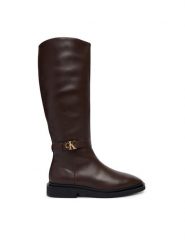 Calvin Klein Kozaki Square High Boot Lth Mg Hdw HW0HW03187 Brązowy. Brązowe kozaki Calvin Klein, ze skóry, bez obcasa, na płaskiej podeszwie, bez zapięcia. Za 849.99 zł.