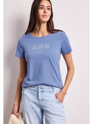 Street One Koszulka w kolorze błękitnym rozmiar: 36. Niebieskie bluzki Street One, bez wzorów, z bawełny, street, bez kołnierzyka, bez ramiączek. Za 56.93 zł.