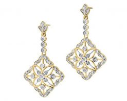 Kolczyki z żółtego złota z diamentami - 0,16 ct - próba 585. Żółte kolczyki Apart, z diamentem, złote. W wyprzedaży za 3,843.00 zł.