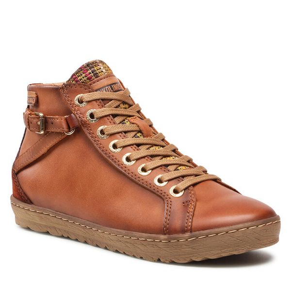 Trzewiki Pikolinos. Brązowe botki Pikolinos, bez wzorów, bez obcasa, na płaskiej podeszwie, bez zapięcia. Za 589.99 zł.