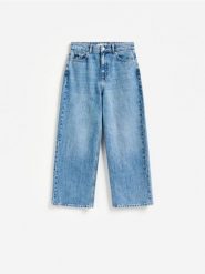 Jeansy culotte - niebieski. Niebieskie jeansy Reserved, bez wzorów. Za 129.99 zł.
