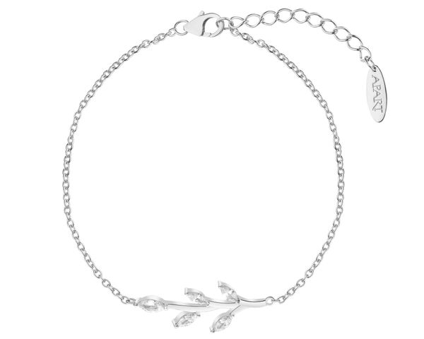 Bransoletka srebrna z cyrkoniami - liście. Szare bransoletki Apart, z cyrkonią, srebrne. W wyprzedaży za 132.30 zł.