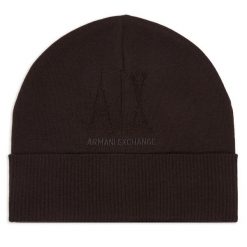 Czapka Armani Exchange. Brązowe czapki Armani Exchange, bez wzorów. Za 264.99 zł.