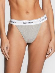Calvin Klein Underwear Stringi 000QF7013E Szary. Szare stringi Calvin Klein Underwear, bez wzorów, z bawełny. Za 59.99 zł.