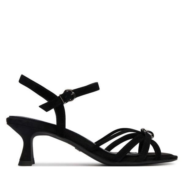 Sandały Tamaris. Czarne sandały Tamaris, bez wzorów, bez obcasa, na słupku, bez zapięcia. Za 329.99 zł.