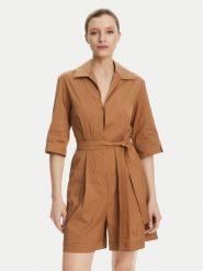 Max Mara Beachwear Kombinezon Canard 2516241019 Brązowy Regular Fit. Brązowe sukienki Max Mara Beachwear, bez wzorów, z bawełny, bez kołnierzyka, bez ramiączek. Za 959.99 zł.