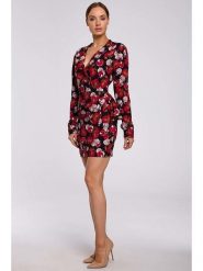 Made of emotion Sukienka w kolorze granatowo-czerwonym rozmiar: M. Czerwone sukienki Made Of Emotion, m, bez wzorów, bez kołnierzyka, bez ramiączek, mini, kopertowe. Za 96.83 zł.