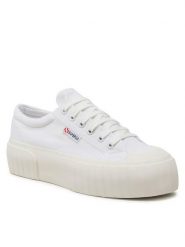 Superga Trampki Stripe Platform 2631 S5111SW Biały. Białe trampki Superga, bez wzorów, z materiału, bez zapięcia. Za 259.99 zł.