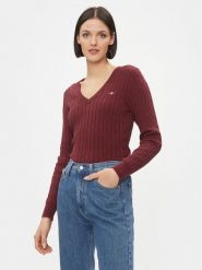 Gant Sweter 4800101 Bordowy Slim Fit. Czerwone swetry GANT, xs, bez wzorów, z bawełny, bez ramiączek. Za 519.99 zł.