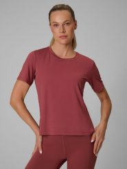 4F Koszulka treningowa loose szybkoschnąca damska - brązowa L. Brązowe bluzki 4f, l, bez wzorów, klasyczne, bez kołnierzyka, bez ramiączek. Za 79.99 zł.