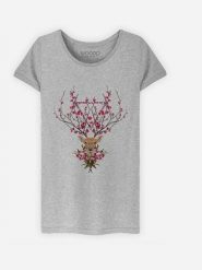 WOOOP Koszulka "Spring Deer" w kolorze szarym rozmiar: M. Szare bluzki Wooop, m, bez wzorów, bez kołnierzyka, bez ramiączek. Za 56.99 zł.