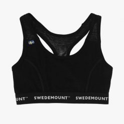 Damski sportowy biustonosz treningowy oddychający Himalaya Merino Wool Top. Czarne bielizna sportowa SWEDEMOUNT, bez wzorów, z tkaniny. Za 129.99 zł.