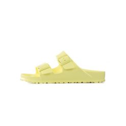 Klapki damskie Birkenstock Arizona Eva. Żółte klapki Birkenstock, bez wzorów, z materiału, bez obcasa. Za 304.00 zł.