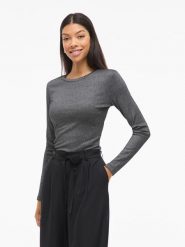 Vila Koszulka "Vicatera" w kolorze ciemnoszarym rozmiar: L. Szare bluzki Vila, l, bez wzorów, bez kołnierzyka, bez ramiączek. Za 65.54 zł.