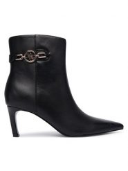 Guess Botki FLFPAI LEA10 Czarny. Czarne botki Guess, z aplikacjami, ze skóry, bez obcasa, na szpilce, bez zapięcia. Za 709.99 zł.
