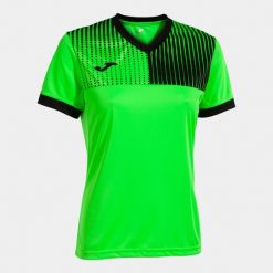 Zrównoważony T-shirt Damski Joma Eco Supernova Zielono-Czarny L. Czarne t-shirty Joma, l, bez wzorów, z poliesteru, bez kołnierzyka, bez ramiączek. W wyprzedaży za 161.85 zł.