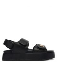 Tommy Hilfiger Sandały Leather Sporty Platform Sandal FW0FW09119 Czarny. Czarne sandały TOMMY HILFIGER, bez wzorów, ze skóry, sportowe, bez obcasa, na płaskiej podeszwie, bez zapięcia. Za 569.99 zł.