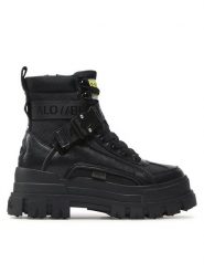 Buffalo Botki Aspha Com1 1622077 Czarny. Czarne botki Buffalo, bez wzorów, ze skóry, bez obcasa, na płaskiej podeszwie, bez zapięcia. Za 629.99 zł.