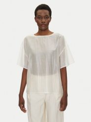 Bomboogie Bluzka SW9008TLYA5 Biały Relaxed Fit. Białe bluzki Bomboogie, bez wzorów, z lyocellu, bez kołnierzyka, bez ramiączek. Za 299.99 zł.