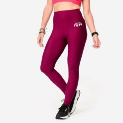 Legginsy fitness damskie Domyos edycja limitowana "Bougeons en rose". Fioletowe legginsy DOMYOS, l, bez wzorów, z elastanu, z podwyższonym stanem. Za 69.99 zł.