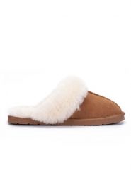 Gooce Wełniane kapcie "Emeline" w kolorze jasnobrązowym rozmiar: 38. Brązowe obuwie domowe Gooce, bez wzorów, ze skóry, bez zapięcia. Za 222.45 zł.