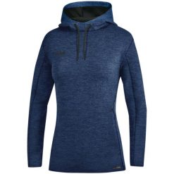 Bluza damska z kapturem Jako Premium Basics. Niebieskie bluzy JAKO, s, bez wzorów, z bawełny, z kapturem. Za 237.25 zł.