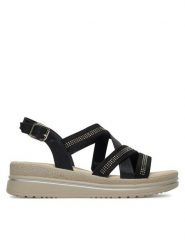 Clara Barson Sandały WS2506-09 Czarny. Czarne sandały Clara Barson, bez wzorów, z materiału, bez obcasa, na koturnie, bez zapięcia. Za 119.99 zł.