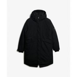 Parka dla kobiet Superdry City Fishtail. Czarne parki Superdry, m, z materiału, biznesowe, bez kaptura. Za 758.55 zł.