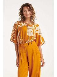 Smashed Lemon Bluzka w kolorze pomarańczowo-kremowym rozmiar: M. Brązowe bluzki Smashed Lemon, m, bez wzorów, bez kołnierzyka, bez ramiączek. Za 169.95 zł.
