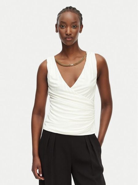 Marciano Guess Top G6GP11 K3617 Kremowy Slim Fit. Białe topy Marciano Guess, xs, z aplikacjami, z wiskozy, bez kołnierzyka, bez ramiączek. Za 260.00 zł.