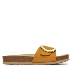 Klapki Josef Seibel. Żółte klapki Josef Seibel, bez wzorów, bez obcasa. Za 279.99 zł.