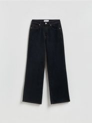 Jeansy wide leg - czarny. Czarne jeansy Reserved, bez wzorów. Za 199.99 zł.