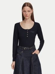 Guess Bluzka W6YP60 K5318 Granatowy Slim Fit. Niebieskie bluzki Guess, s, z aplikacjami, z syntetyku, bez kołnierzyka, bez ramiączek. Za 284.99 zł.