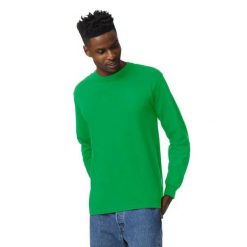 Ultra Bawełniana Koszulka Z Długim Rękawem Unisex Dla Dorosłych. Zielone bluzki GILDAN, xl, bez wzorów, z bawełny, sportowe, bez kołnierzyka, bez ramiączek. Za 107.99 zł.