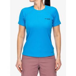 Koszulka szybkoschnąca damska Columbia DriVenture Short Sleeve. Niebieskie bluzki Columbia, bez wzorów, sportowe, bez kołnierzyka, bez ramiączek. Za 230.99 zł.