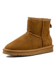 Natural world Skórzane botki zimowe w kolorze jasnobrązowym rozmiar: 39. Brązowe botki Natural World, na zimę, bez wzorów, z wełny, bez obcasa, bez zapięcia. Za 213.69 zł.