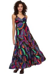 Aller Simplement Sukienka w kolorze czarnym ze wzorem rozmiar: 42. Czarne sukienki Aller Simplement, bez wzorów, z bawełny, bez kołnierzyka, bez ramiączek, maxi. Za 202.98 zł.