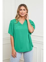 Plus Size Company Bluzka w kolorze zielonym rozmiar: 42. Zielone bluzki Plus Size Company, plus size, bez wzorów, klasyczne, bez kołnierzyka, plus size, bez ramiączek. Za 61.17 zł.