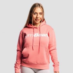 Bluza damska fitness z kapturem różowa Athlete. Czerwone bluzy GYMBEAM, xs, bez wzorów, z bawełny, z kapturem. Za 85.90 zł.