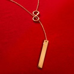 Naszyjnik nieskończoność z blaszką ze złota próby 585 z diamentem (48 cm). Żółte naszyjniki Lilou, z diamentem, złote. Za 3,498.00 zł.