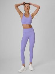 4F Legginsy treningowe szybkoschnące damskie - fioletowe S. Fioletowe legginsy sportowe 4f, s, bez wzorów, z materiału, z podwyższonym stanem, na fitness i siłownię. Za 169.99 zł.