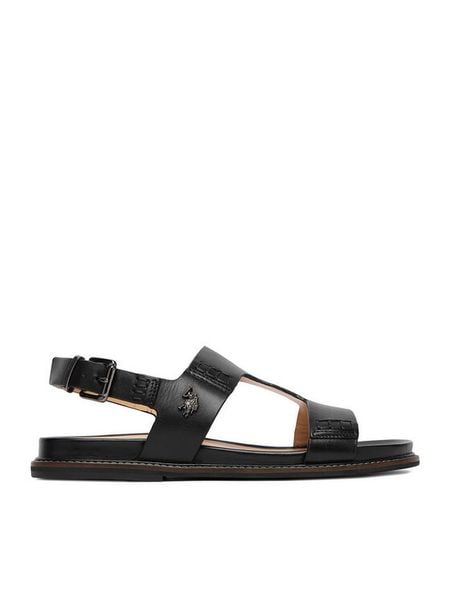 U.S. Polo Assn. Sandały EO-ADELI002W/6L1 Czarny. Czarne sandały U.S. Polo Assn., bez wzorów, ze skóry, bez obcasa, na płaskiej podeszwie, bez zapięcia. Za 150.99 zł.