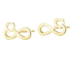 Złote kolczyki - nieskończoności, serca. Żółte kolczyki Apart, złote. Za 459.00 zł.