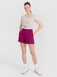 4F Spodenki dresowe damskie - fioletowe XS. Fioletowe szorty 4f, bez wzorów, z bawełny, sportowe. Za 59.99 zł.