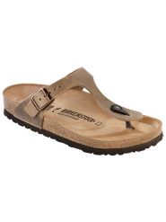 Birkenstock Japonki "Gizeh" w kolorze jasnobrązowym rozmiar: 41. Brązowe klapki Birkenstock, bez wzorów, z otwartym noskiem, bez obcasa. Za 417.45 zł.