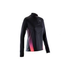 Bluza Z Długim Rękawem Do Biegania Kiprun Warm Light Damska. Czarne bluzy KALENJI, bez wzorów, z elastanu, bez kaptura. Za 99.99 zł.