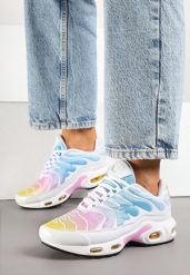 Biało-Niebieskie Buty Sportowe Sneakersy Ozdobione Tłoczeniem Tulinea. Białe obuwie sportowe Born2be, bez zapięcia, trekkingowe. W wyprzedaży za 125.99 zł.