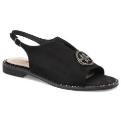 Czarne Sandały S.Barski Wygodne Obuwie Damskie. Czarne sandały S.BARSKI, bez wzorów, z materiału, eleganckie, bez obcasa, bez zapięcia. Za 109.00 zł.